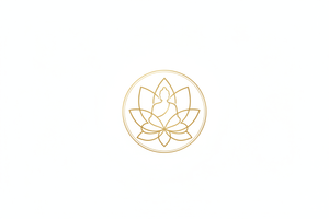 Elegant lotus and Buddha inspired emblem, thin line icon, gold on white background, modern spiritual brand logo, minimalist, vector style, suitable for Shopify store header